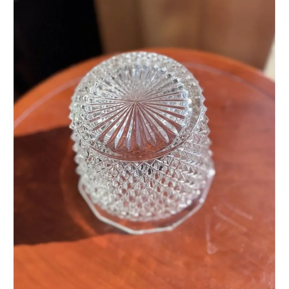 Fostoria Diamond‎ Point Ruffled Edge Glass Bar Ice Bucket VTG 1950's